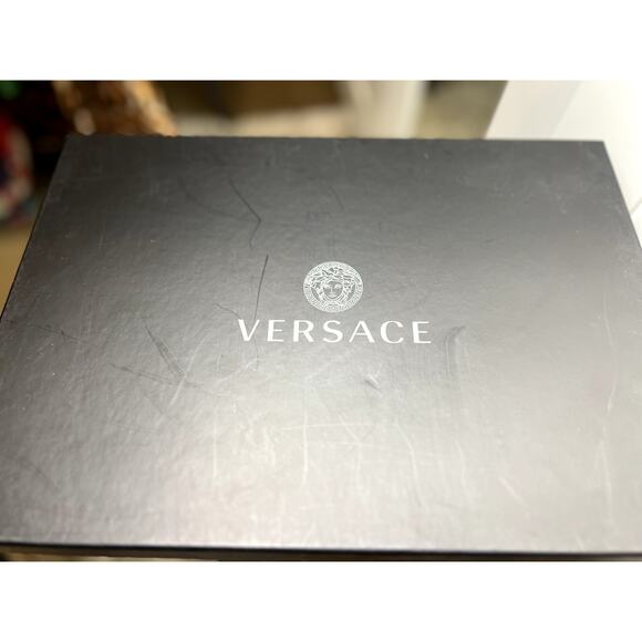 Versace Medusa Biggie Satin Embellished Platform Slide Sandals Pink Size 8.5 NWB - Picture 15 of 16